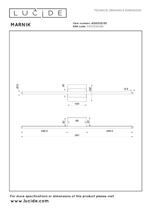 Lucide MARNIK - Wandlamp - LED Dimb. - CCT - 1x13W 2700K/4000K - Handbewegingssensor - Zwart | Premium - technisch